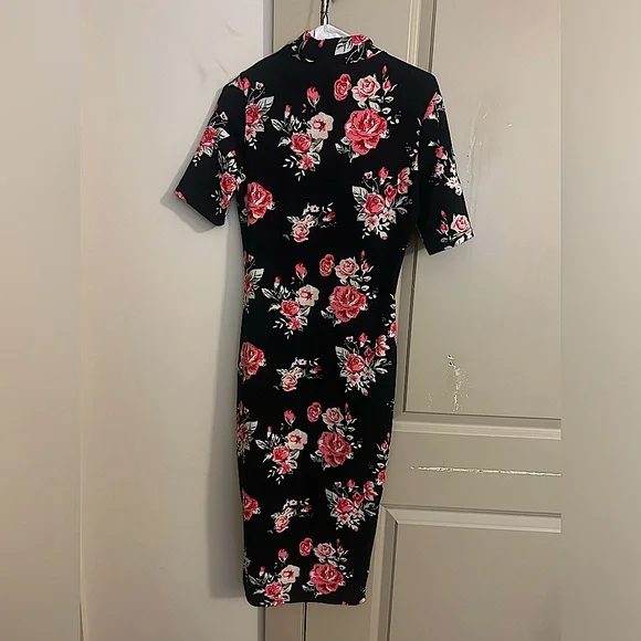 Dresses | Black Rose Allover Bodycon Dress | Poshmark Dresses | Black Rose Allover Bodycon Dress | Poshmark